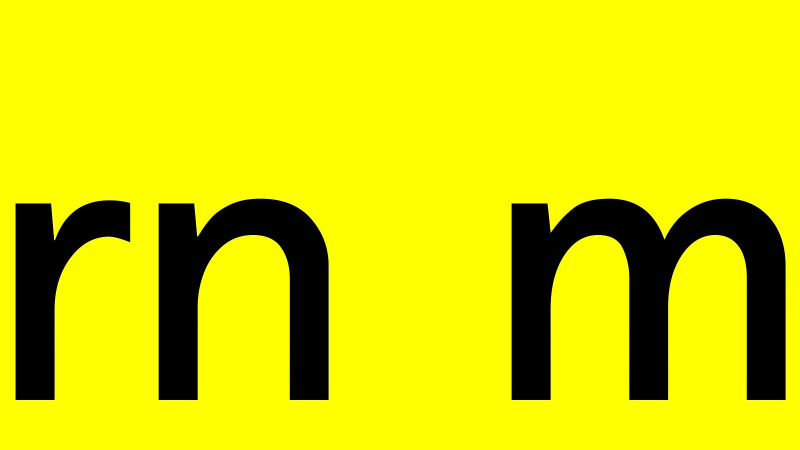 ejemplo de la técnica "interletraje" que consiste en agrupar dos letras para producir el efecto visual de otra